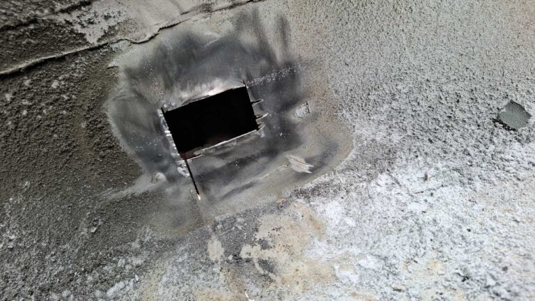 Corroded box gutter section before replacement