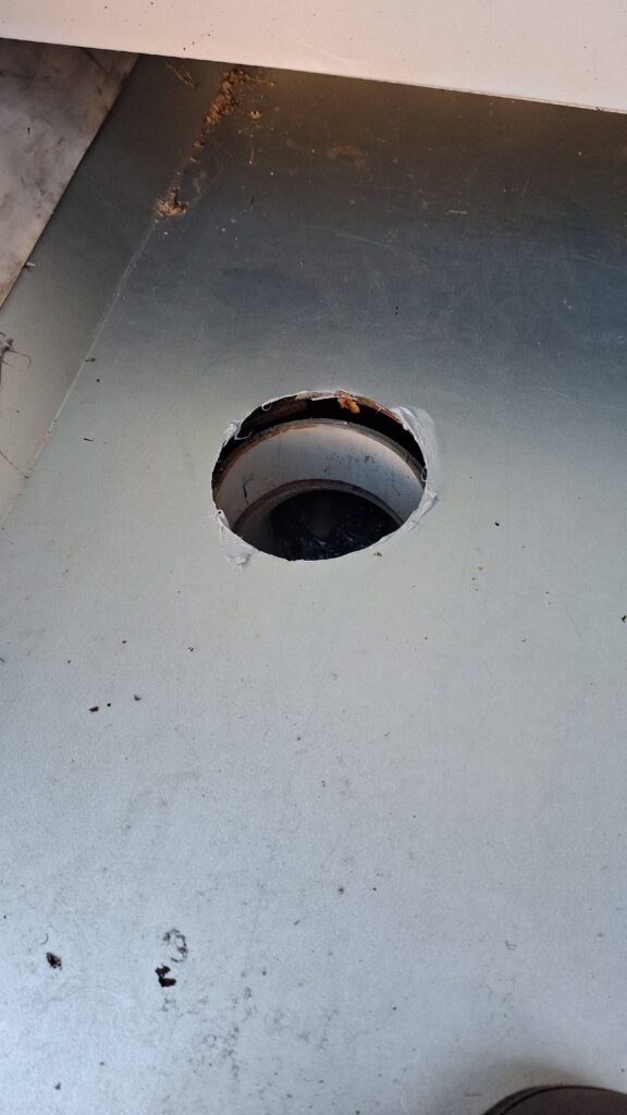 New box gutter outlet after replacement