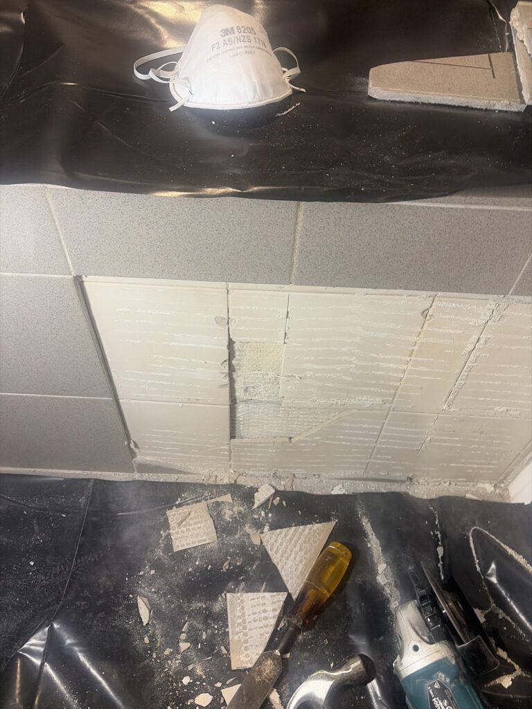 Tiles cut and installed to suit the new access arrangement