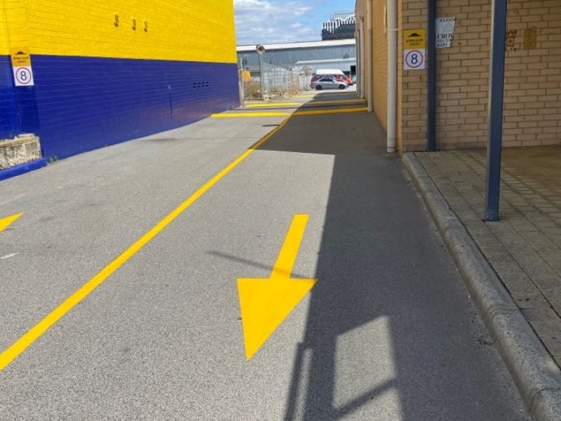 Car park line marking at a commercial property in Osborne Park, Perth